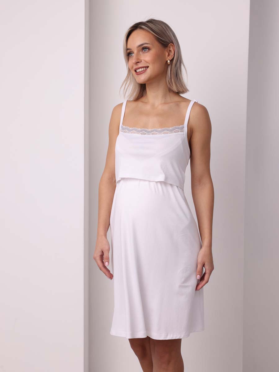 Комплект женский халат с сорочкой 22832 бежевый/молочный/голубой