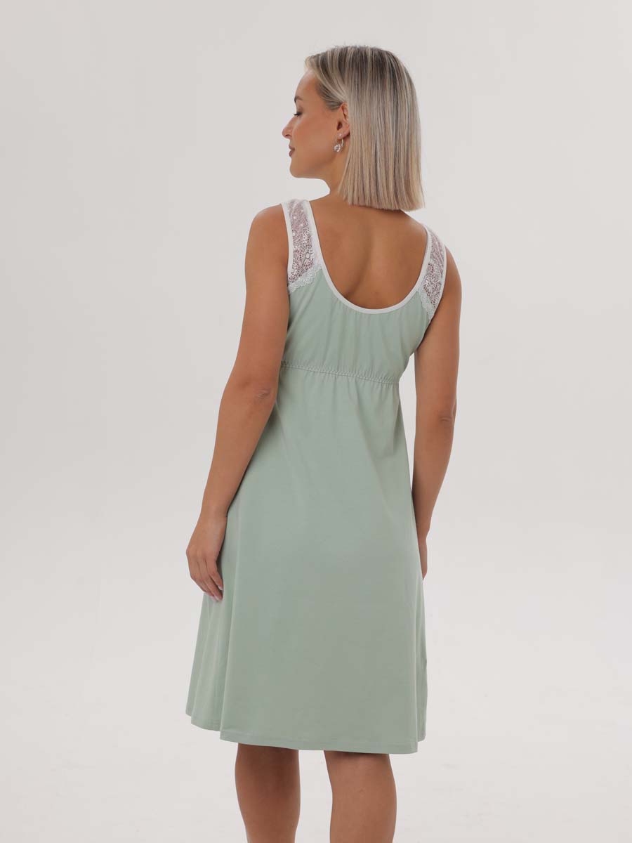 Комплект халат с сорочкой для беременных и кормящих 03528 оливковый/молочный