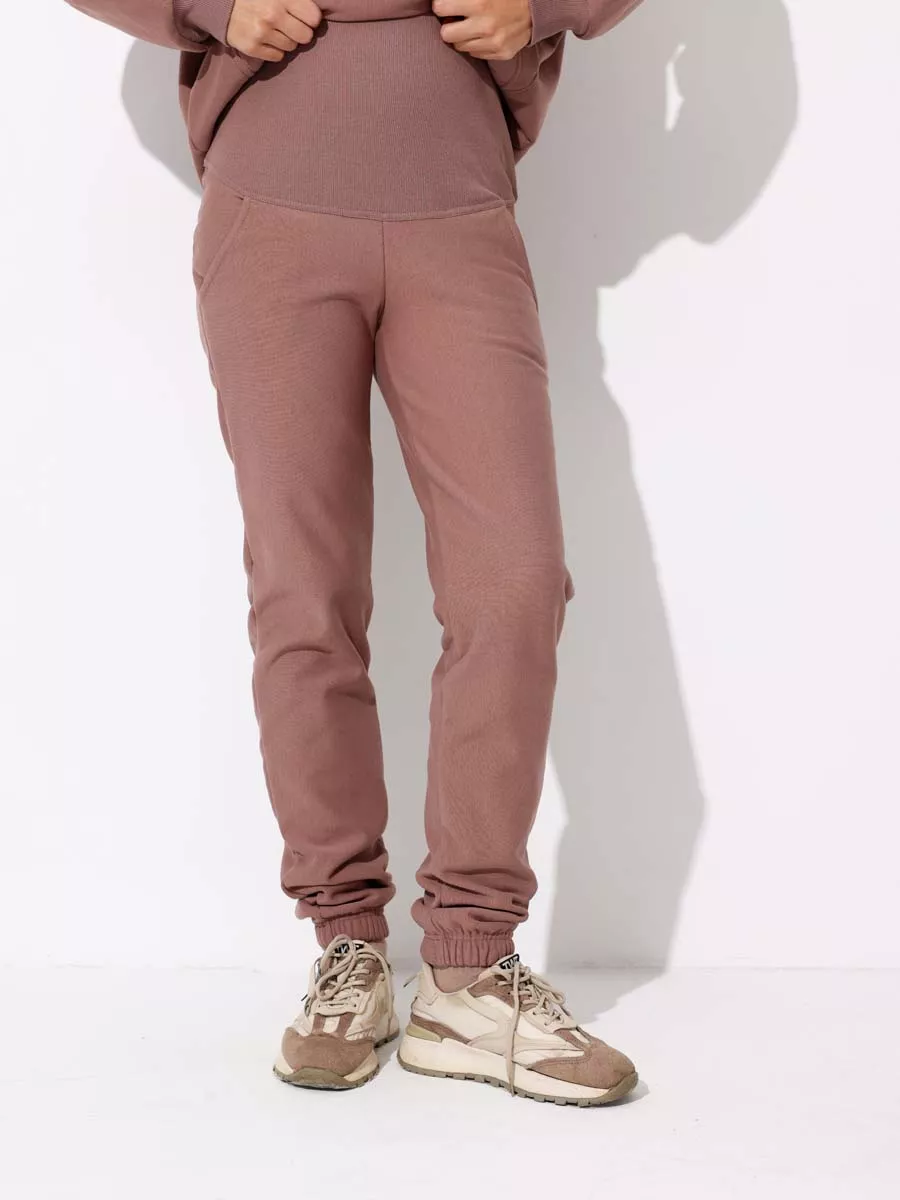 Брюки для беременных теплые джоггеры коричневый/15914008