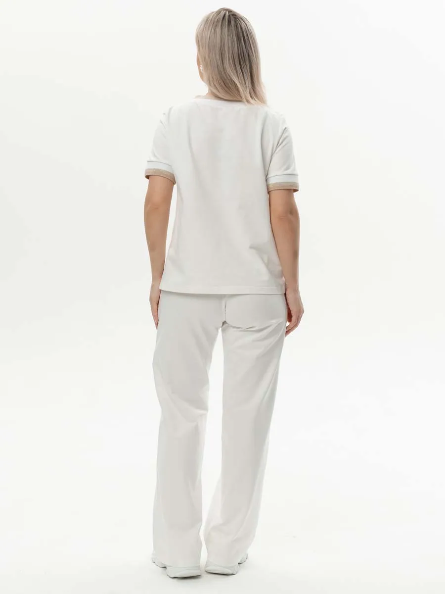 Костюм летний брюки футболка молочный