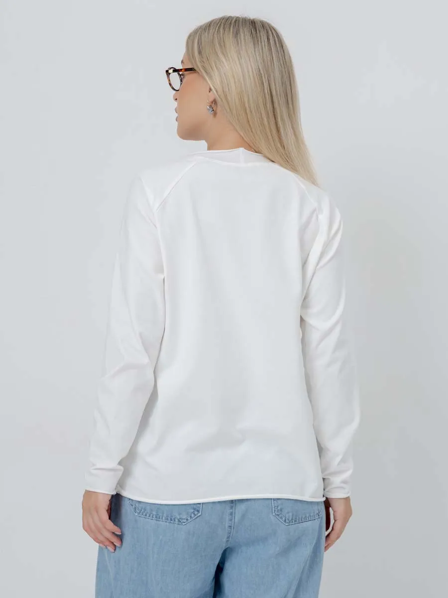 Лонгслив базовый с длинный рукавом джемпер хлопок молочный