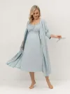Халат и сорочка для беременных и кормящих в роддом костюм серый/белый серый/белый