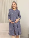 Халат домашний для беременных и кормящих в роддом 26302 антрацитовый/розовый антрацитовый/розовый