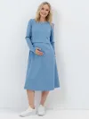 Платье для беременных и кормящих с длинным рукавом в офис голубой голубой