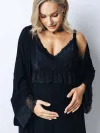 Костюм кружевной халат с сорочкой для беременных 28932 черный черный