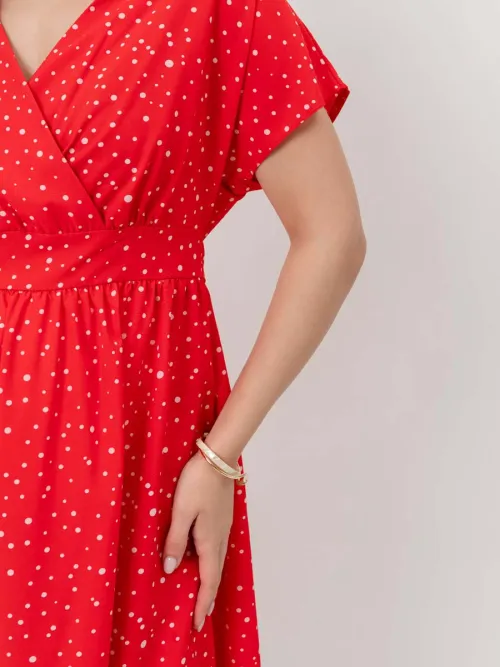 Платье летнее для беременных и кормящих 	красный/белый