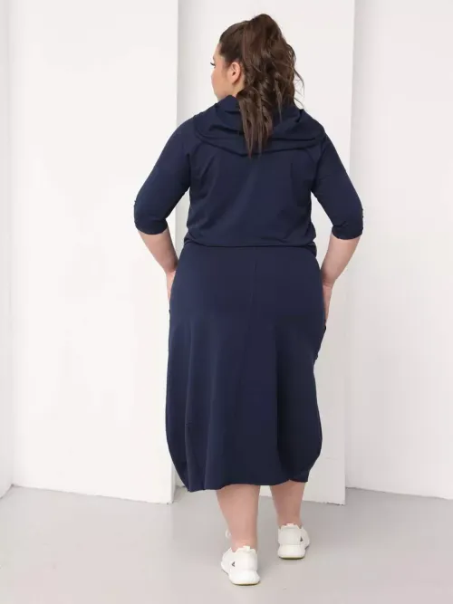 Платье для беременных длинное повседневное в офис plus size синий