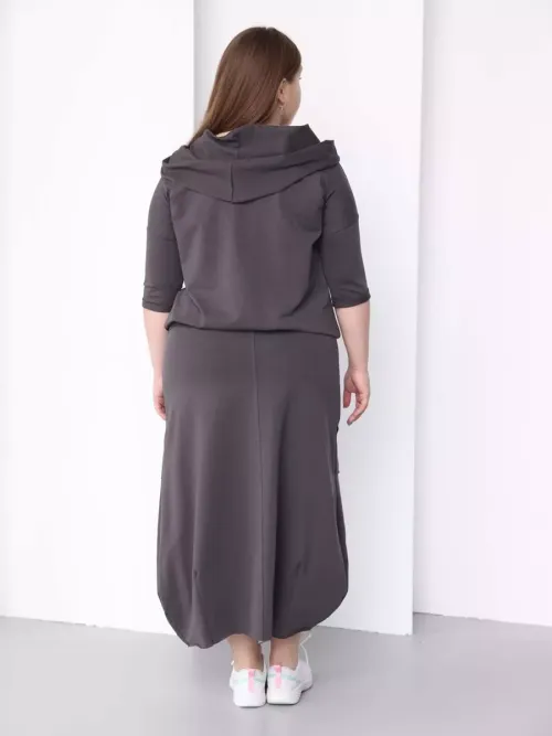 Платье для беременных длинное повседневное в офис plus size антрацитовый