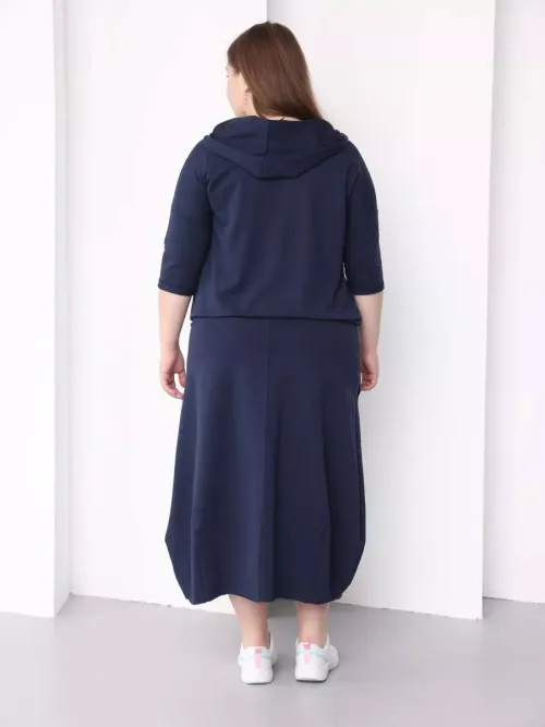 Платье для беременных длинное повседневное в офис plus size синий