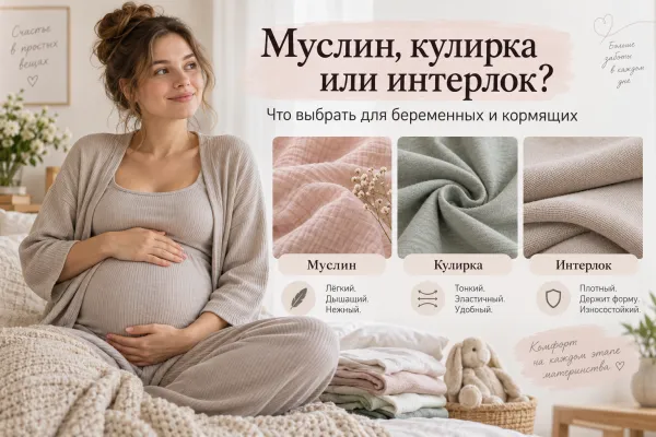 Муслин, кулирка, интерлок: что выбрать для одежды беременных